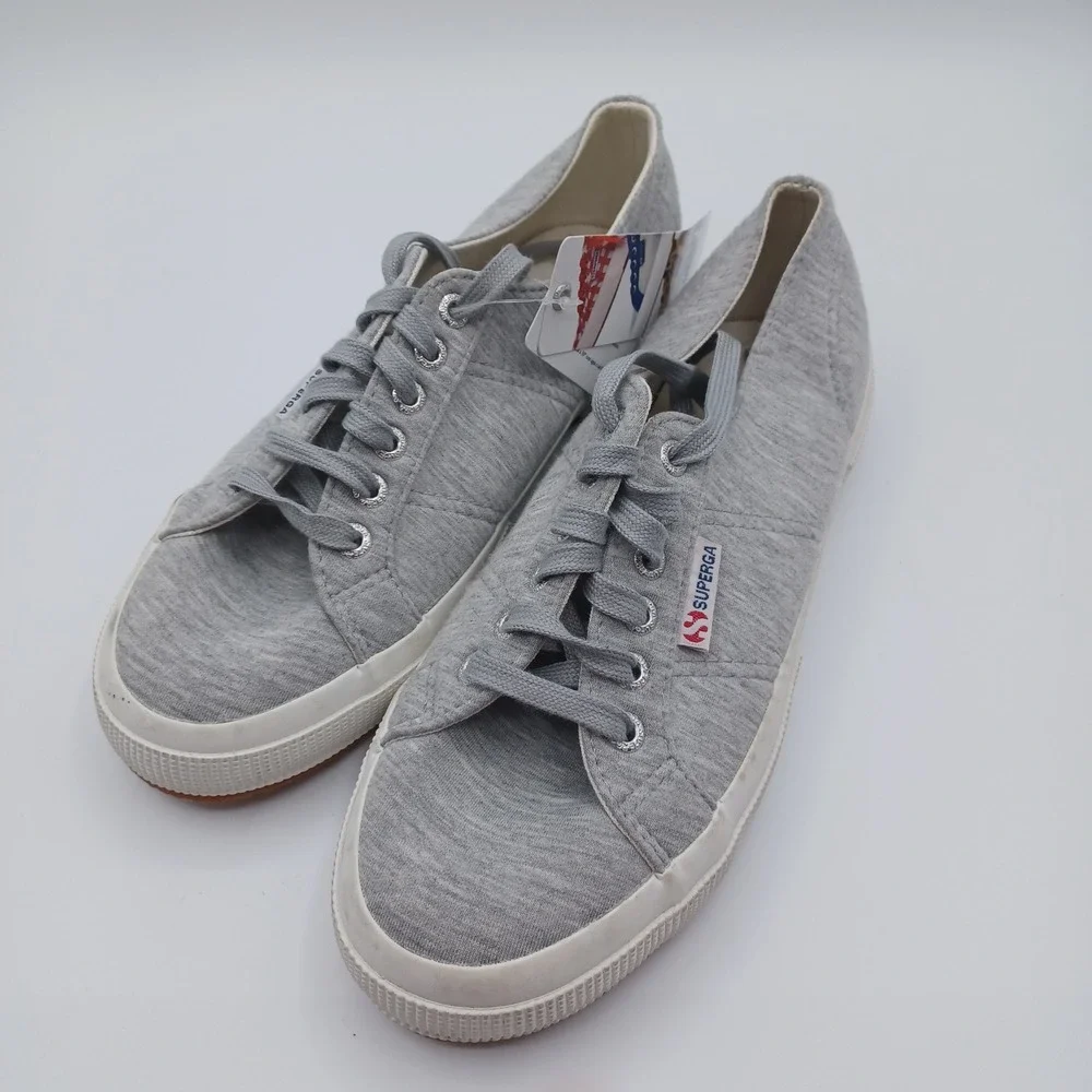 Superga 2750 Jersey Sneaker Womens 8 Grey New‎ Low Top Lace Up Casual Shoes